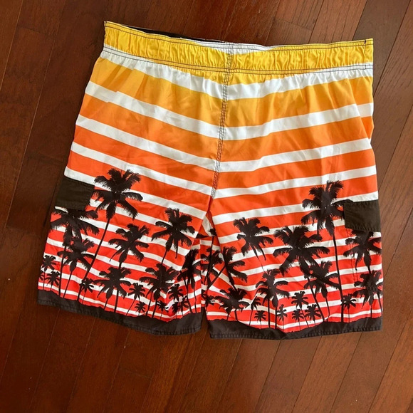 Men's HangTen Surf Shorts swim trunks size XXL NWOT waist 40”palm tree orange - Picture 6 of 6